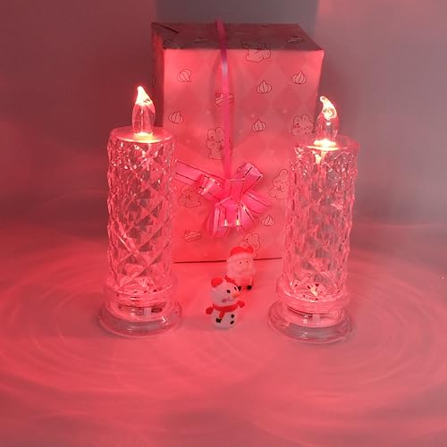 Image of Rechargeable Rose Shadow LED Flameless Candles with Remote | adjustable brightness touch