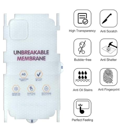 Image of DD SON Matte Finish Full Body Cover Back Protector Compatible with iPhone 11 | Unbreakable Membrane Scratch Guard Full Fit Protective, Case Friendly, (Back & Side) (Pack of 1)