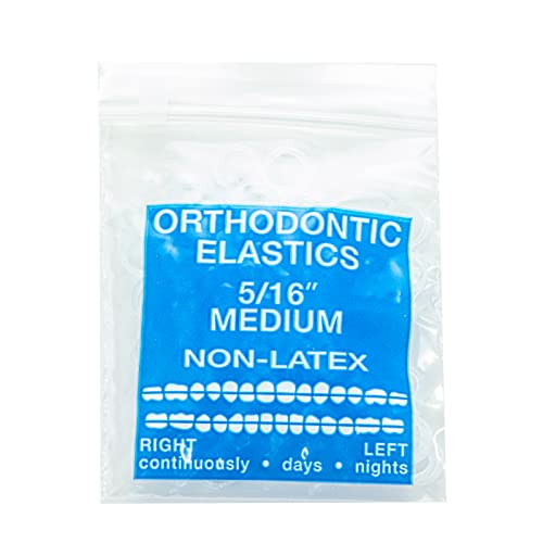 JMU Orthodontic Elastics 5-16 Medium, 100 Pack Dental Rubber Bands