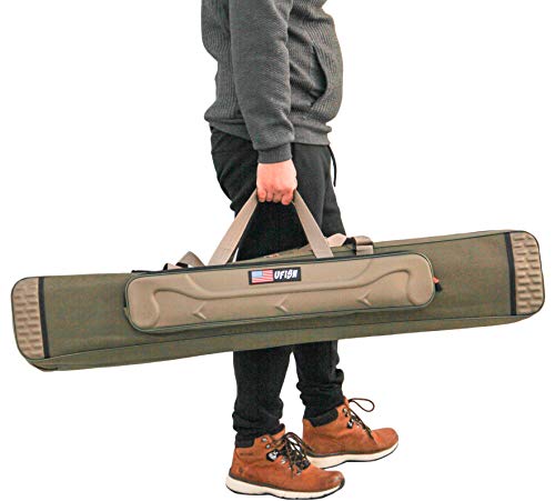 UFISH Fishing Rod Bag - Pole Reel Travel Case with Tackle Storage Carrier - Fishing Gears Organizer - Multifunctional - Comfortable - Premium Quality (Military Color (3 Layers), 47)