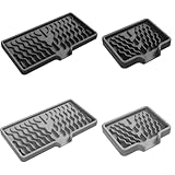 Jabonera autodrenante, paquete de 4 bandejas de silicona para fregadero de cocina, bandeja de drenaje antideslizante para encimera de baño, secado rápido (negro gris)