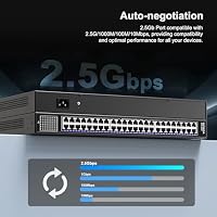 48 Port 2.5Gb Ethernet Switch Unmanaged , NICGIGA 48 Port 2.5Gbps Network Switch, Plug & Play, Desktop or 19-inch Rack Mount. – Ansicht 4