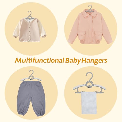 Kids Hangers 30PCS, 11"-14" Extendable and Stackable Baby Hangers, 45g Ultra-Thick Space Saving Non-Slip Plastic Hanger for Infant, Toddler and Nursery Closet - White by PIGLOG - Image 6