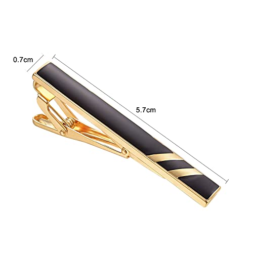Black Gold Tie Clips For Men Set with Elegant Box Gold Tie Bar Set for Regular Ties2