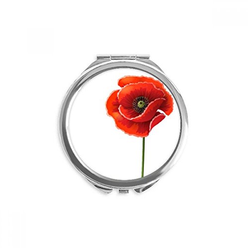 Miroir rond de poche à fleur rouge pavot de 2,6 pouces pour maquillage à la main