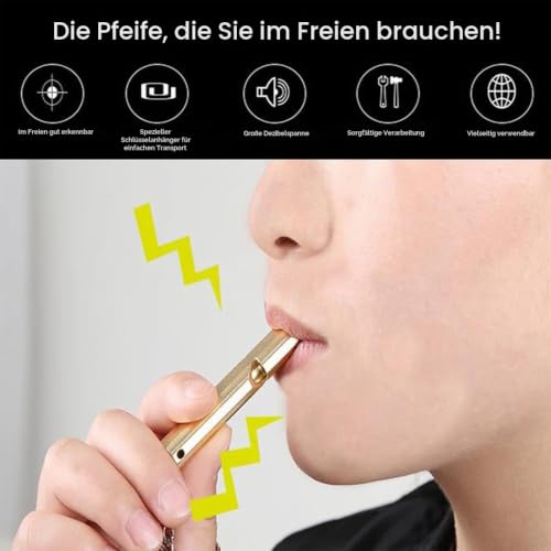 WeddHuis 2 Pcs Notfallpfeife Metall Trillerpfeife mit Schlüsselanhänger, für Schule Gym, Outdoor Camping, Wandern, Jagen, Klettern