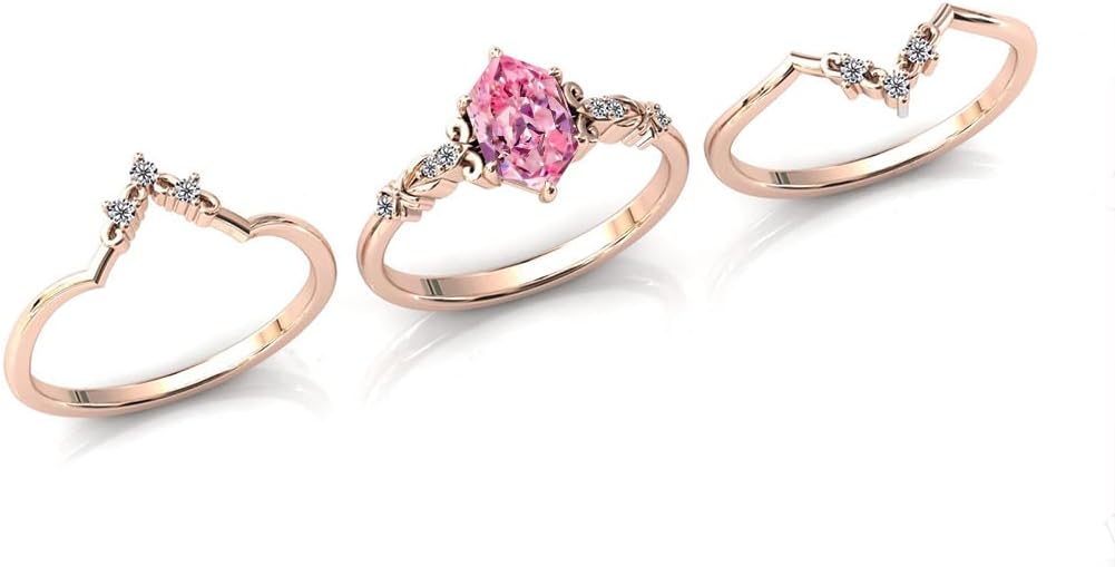 10K 14K 18K Real Gold Hexagon Gemstone Engagement Rings Set for Women Hexagon Cut 925 Sterling Silver Vintage Birthstone Wedding Anniversary Promise Jewelry Bridal Set Size4~15