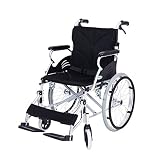 ERNP Lite-Rollstuhl aus Aluminium, Leichter zusammenklappbarer Rollstuhl mit Selbstantrieb, Handbremsen und Schnellspanner-Hinterrädern, geeignet für ältere Menschen, Behinderte, tragbar