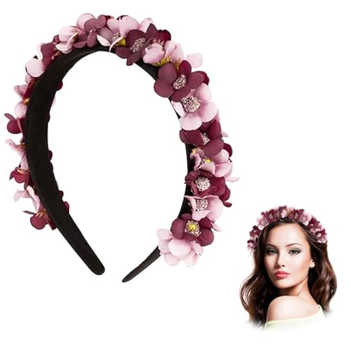 HuaMuDM Haarreif Dirndl Blumen,Blumen Haarkranz,Blumenstirnband,Bezaubernder Haarschmuck zum Dirndl, Damen Mädchen Garland,Damen Mädchen Kopfschmuck mit Blüten für Hochzeit Karneval Mottoparty