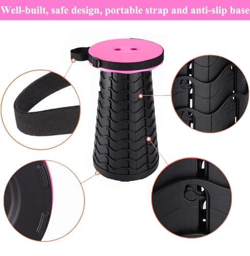 Image of Fishboy Upgraded Collapsible Stool, 400lbs Max Weight, Lightweight But Sturdy, Portable Retractable Folding Telescoping Foldable Camping Stool for Adults Outdoor Fishing Hiking BBQ