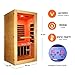 OTXIINXIIN 1-Person Infrared Sauna Room for Home Use, 900W Indoor Sauna Cabin with 5 Heating Panels, Solid Wood Construction, LED Light, Compact Single Sauna