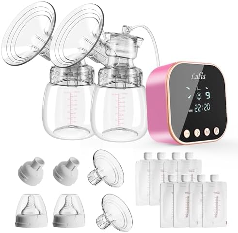 Lulia Milchpumpe Elektrisch, Elektrische Milchpumpe 4 Modi und 9 Stufen, 2500mAh Akku, Anti-Rückfluss, Ultra-leise, BPA-frei (Weiß-19/24mm Flange)