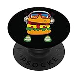 Funny Giant Hamburger Dancing With Music Headphones