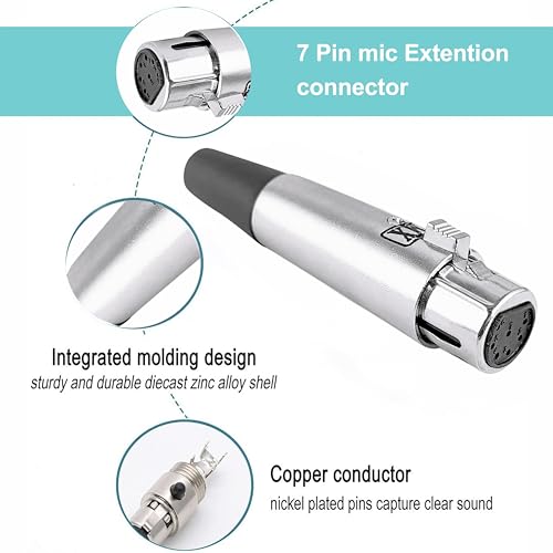 Image of MX 3 Pin XLR Microphone pin Pure Copper Nickel Plated Pins1 for High Conductivity microphone (7-Pin Female XLR connector, Pack of 1, Female Connector)
