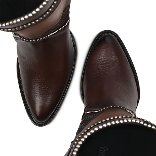 Image of Cuadra Women's Western Tall Boot Bovine Leather Pointed Toe Brown | 3F82RS