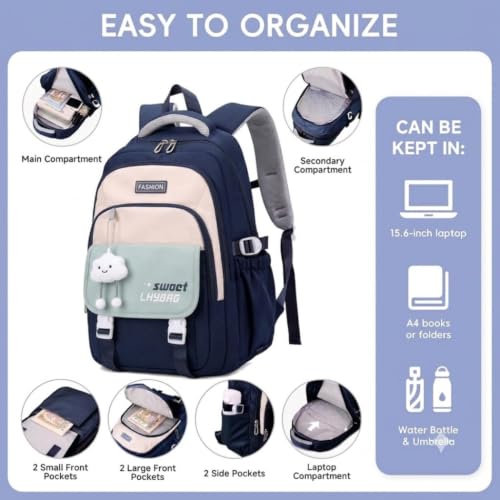 Image of Backpack Bags for Girls, Boys & Women With Multi-pockets, Laptop Bag with Large Capacity Bookbags Waterproof for School, Tuition, College, Camping, Travel