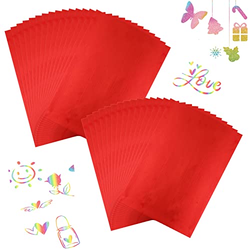 BAOFALI 100 Sheet 7.9x11.4inch Toner Reactive Foil，Foil Paper for Toner Foiling Foil by Laser Printer and Laminator, for Scrapbooking Paper Crafts (Bright Red)
