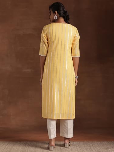Image of Libas Womens Woven Design Cotton Straight Kurta for Women Suit