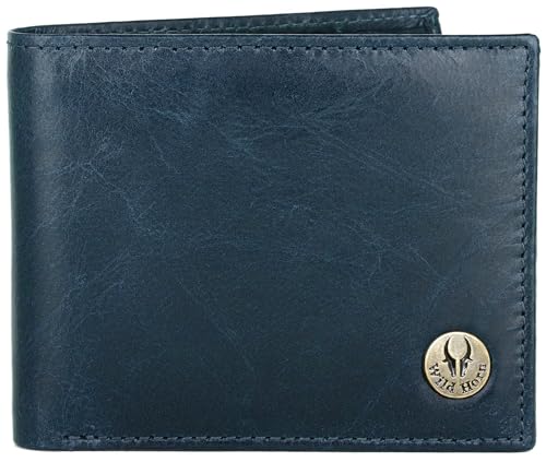 Image of WildHorn Blue Leather Wallet for Men I Ultra Strong Stitching I 6 Card Slots I 2 Currency & 2 Secret Compartments