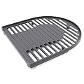Hongso Matte Cast Iron Cooking Grill Grid Grate Replacement Parts for Coleman Roadtrip Swaptop Grills LX LXE LXX, Non-Stick Camping BBQ Accessories, 1 Pack Barbecue Half Grill Grate, PCB012