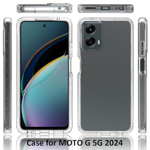 Coque robuste Moto G 5G 2024 transparente anti-rayures avec structure hybride