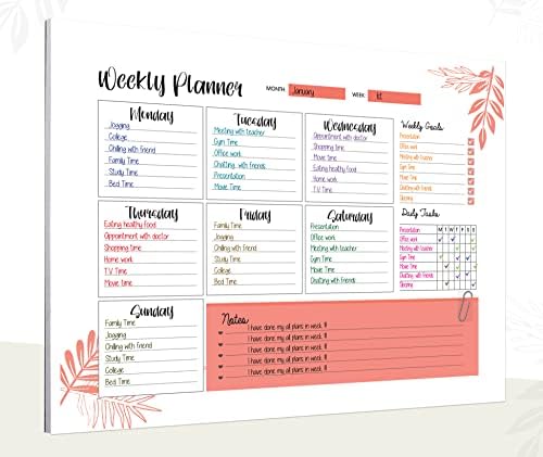 Weekly planner notepad | 52 luxury Sheets | Daily planner | To do List Notepads | Meal Planner Pad | Desk pad for Teachers, Students, Business Appointments by Giftinghouse