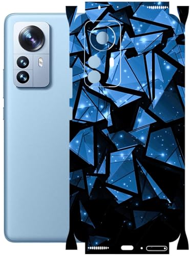 Image of AtOdds - Full Body Back Screen Guard Protector Film - Lamination Wrap Skin Sticker Compatible with XIAOMI Mi 12 PRO | Scratchproof Matte Finish (Blue Crystals)