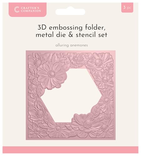 Image of Crafters Companion - 5.5″ X 5.5″ 3D Embossing Folder, Metal Die and Stencil Set - Alluring Anemones