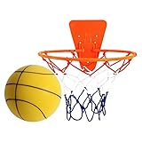Quiet Basketball with Hoop – Indoor Noiseless Ball and Hoop Set, Silent Adjustable Basketball with Soft Bounce for Kids, Home Gym, Apartment, Door or Wall Mounted, Noise-Free Dribbling and Fun Play Eq