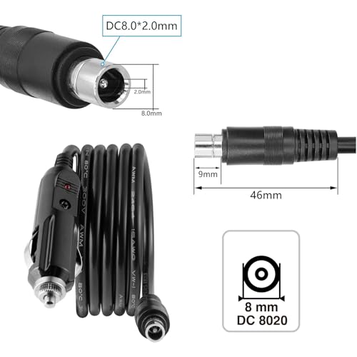 Zapalniczka samochodowa DC8020, zasilacz sieciowy 12 V, kabel do Powerstation Portable Explorer Solar Generator 3000 Pro 2000 Pro 1500 Pro 1000 Pro 2000 Pro 2000 Plus 1000 Plus 700 Plus