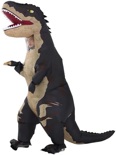 FUNFOCUS Aufblasbare Dino Kostüm Erwachsene – Ganzkörper Luft Dinosaur kostüm Herren Damen, Lustige Fasching Kostüm für Halloween Weihnachten Karneval Party