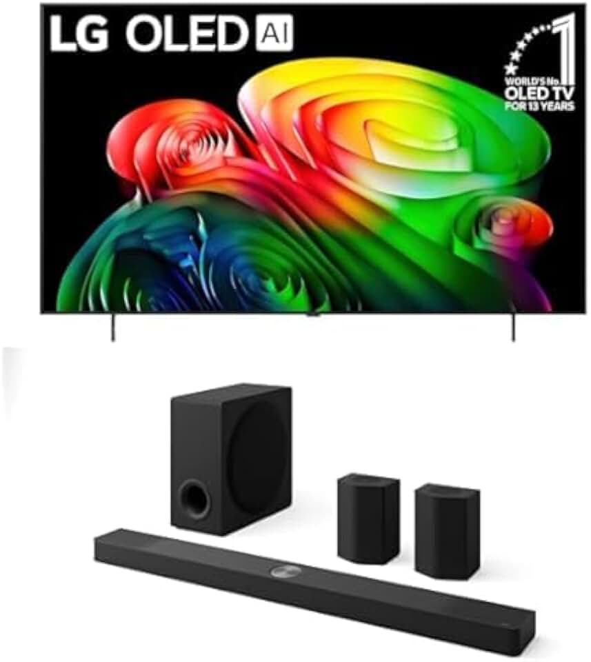 LG 65-Inch Class OLED B6 4K Smart TV (OLED65B6GUA, 2026) Bundle S95TR 9.1.5-Ch Soundbar, Dolby Atmos, Dolby Vision, Wow Orchestra, WOWCAST, Rear Speakers, Wireless Subwoofer