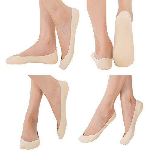 Image of Womens No Show Thin Socks Cotton Nylon Low Cut Liner Non Slip hidden Invisible Socks for Flats Sneaker 5 pack