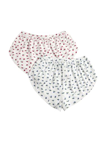 Image of MakeMeChic Women's Pajama Bottoms Floral Print Tie Front Micro Short Side Slit Summer Lounge Shorts