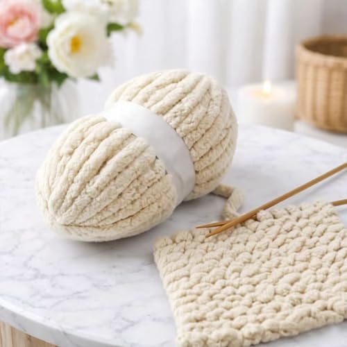 8.5oz Chunky Chenille Yarn 0.78in Thick for Crochet, Hand Knitting Soft Blanket DIY Craft Projects