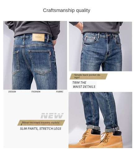 Jeans Pants Trouser Denim Spring and Autumn Elastic Men's Korean Version Slim Fit Classic Leggings 7