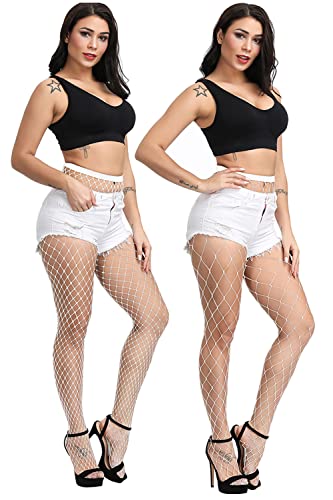 Image of CozyWow Fishnet Tights for Women, High Waist Footed Fishnet Stockings Soft and Stretchy, Womens Patterned Tights 10+ Colors