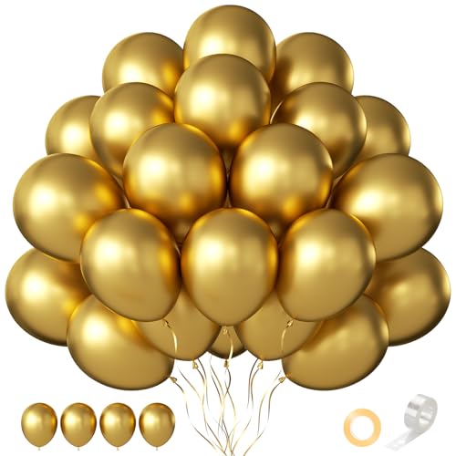 CVPARTYON Gold Balloons 60 PCS Metallic Gold Balloons 12 Inch Gold Metallic Balloons for Balloon Garland Balloon Arch as Birthday Party Graduation Baby Shower Bridal Shower Christmas Party Decorations