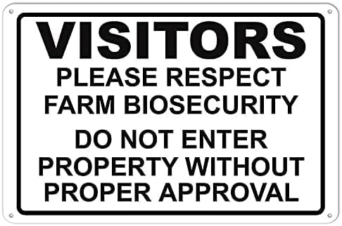 CCPARTON Metal Visitor Sign - Respect Farm Biosecurity, Do Not Enter Without Approval - Aluminum Sign for Home, Cafe, Bar