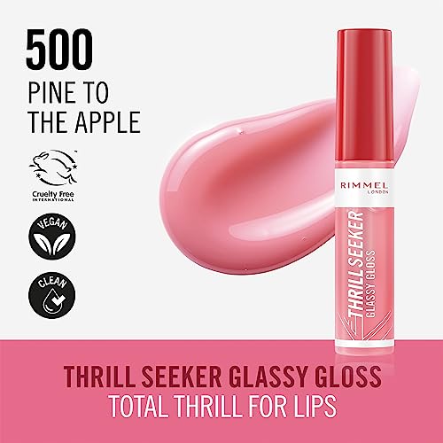 Rimmel Thrillseeker Glassy Gloss 500 Pine to the Apple, Hydrating Shine, Hyaluronic Acid, Anti-Oxidant Complex, Non-Sticky - Image 2