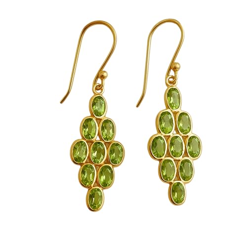 Boucles d'oreilles argent sterling plaqué or péridot pour femme élégante