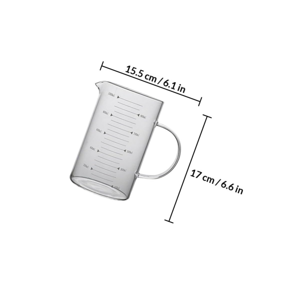 3 Piezas Jarra Medidora de Cocina 1000ml de Vidrio Borosilicato