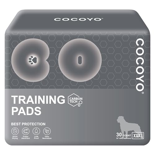 Image of COCOYO Charcoal Dog Pee Pads Extra Large 35 inchx40 inch,Dog Training Pads Giant Size, Disposable Urine Bed Pads for Odor-Control, Training Liners for Housebreaking (30 Counts)
