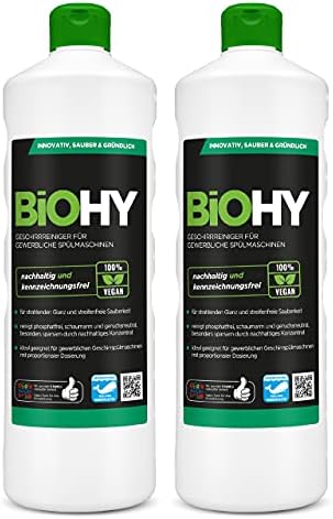 BiOHY Dishwasher Detergent for Commercial use (1l Bottle) | Phosphate-Free |Concentrate for Gastronomy | Radiant Shine Due to Outstanding Fat Dissolving Formula (Geschirrreiniger)