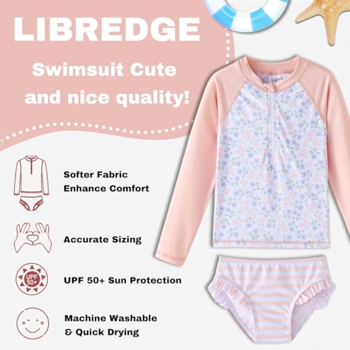 Image of Toddler Girls Swimsuit Rash Guard Sets 2-Piece Bathing Suits UPF 50+ Summer Kids Swimwear 2-7T