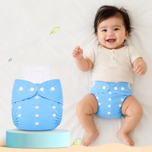 Image of Little Pea Reusable Cloth Diapers + Insert Pad | Adjustable, Washable,Freesize (Newborn To 2 Years) | Pack of 7