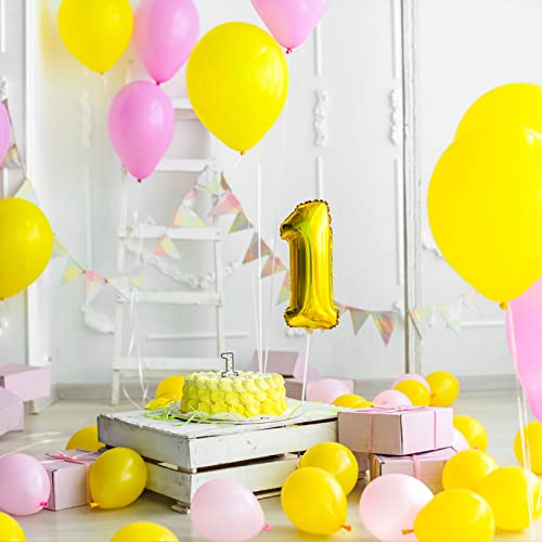 Yellow Balloons 12 Inch, 100Pcs Yellow Latex Party Balloons For Birthday Party Graduation Wedding Baby Shower Halloween Party Decorations(With Yellow Ribbon) #TOP3