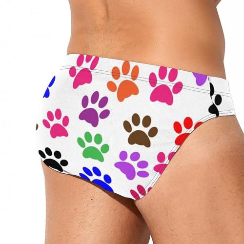 Colorful Paw Prints Sport Swim Briefs Mens New Body Bikini Swimsuit3