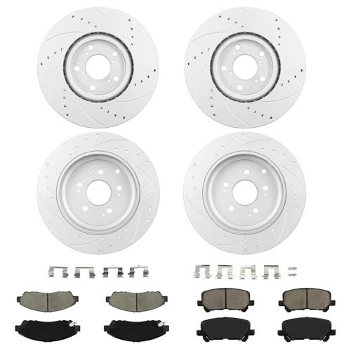 Betthand Front+Rear Brakes and Rotors Geomet 13''+13.1'' Replace for 2009-2015 Honda Pilot, 2007-2013 Acura MDX, 2010-2013 Acura ZDX, 3.5L V6, 980566+980567, 31468+31469