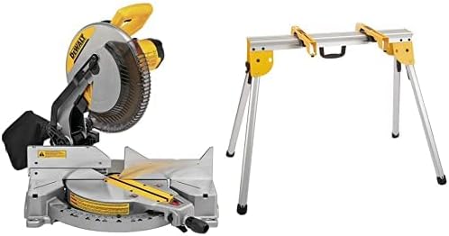DEWALT 12-Inch Miter Saw, 15-Amp, Single Bevel, Compound with Miter Saw Stand, Heavy Duty with Miter Saw Mounting Brackets (DWS715 & DWX725B)